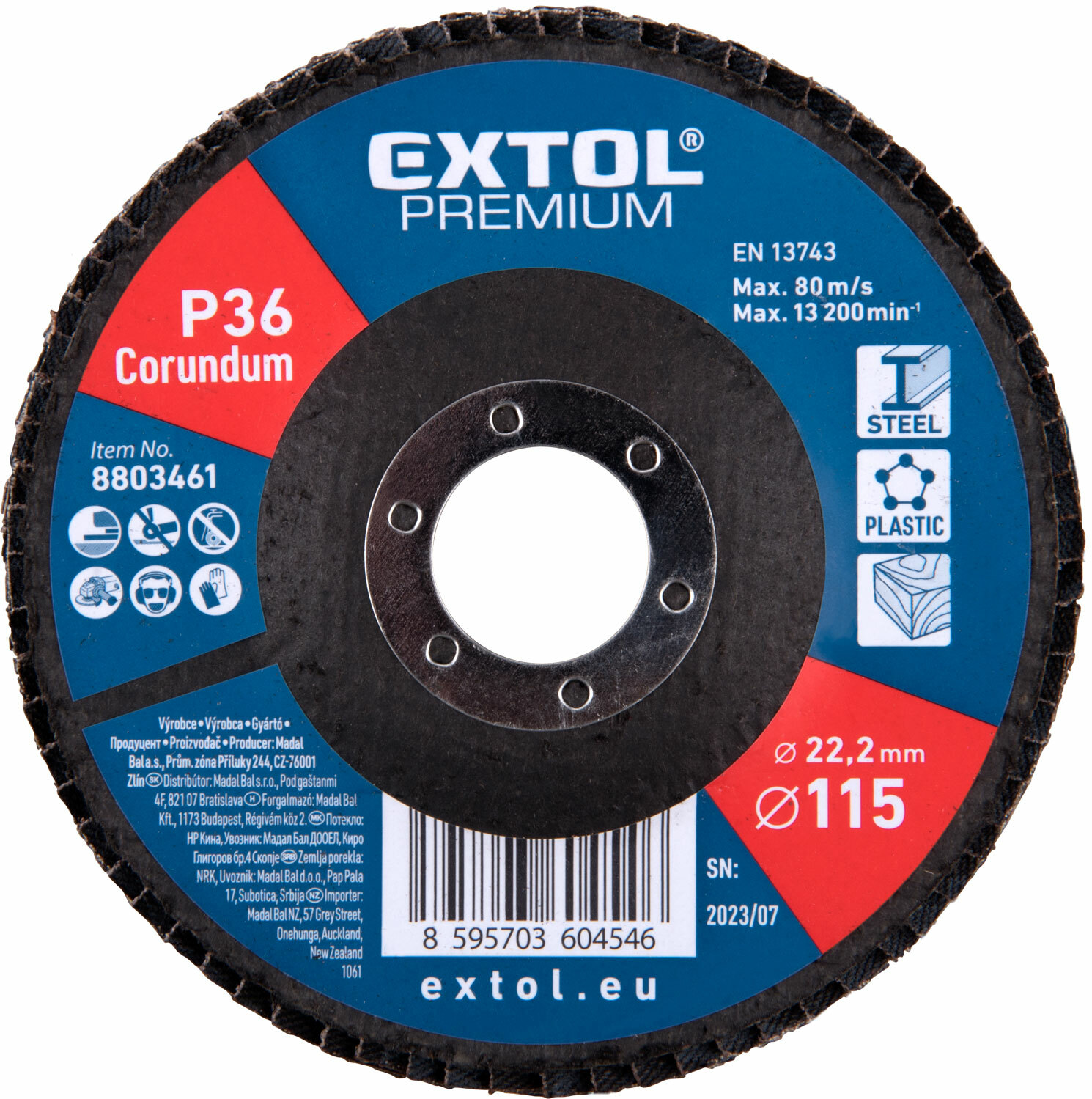 EXTOL PREMIUM 8803461 Kotúč lamelový šikmý korundový, P36, 115mm, diera 22,2mm
