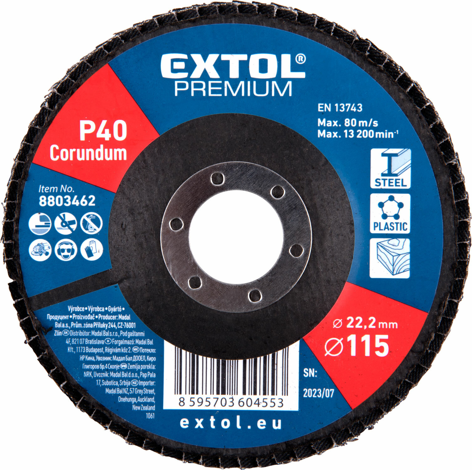 EXTOL PREMIUM 8803462 Kotúč lamelový šikmý korundový, P40, 115mm, diera 22,2mm