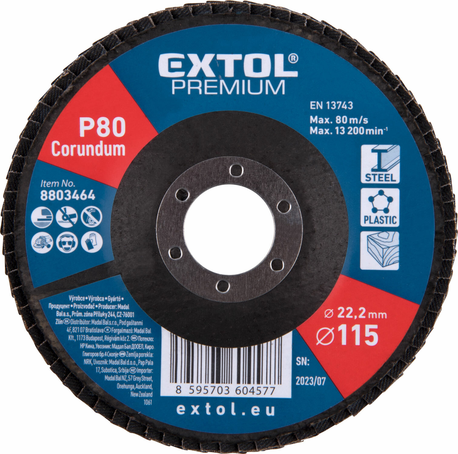 EXTOL PREMIUM 8803464 Kotúč lamelový šikmý korundový, P80, 115mm, diera 22,2mm