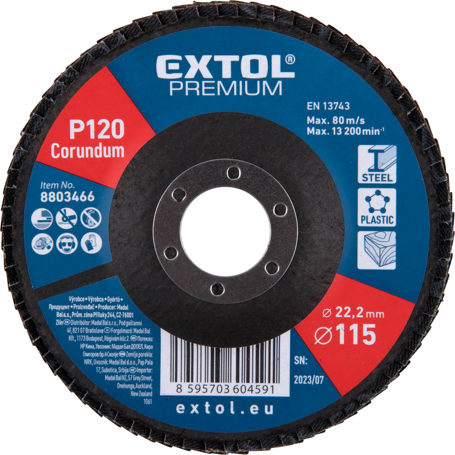 EXTOL PREMIUM 8803466 Kotúč lamelový šikmý korundový, P120, 115mm, diera 22,2mm