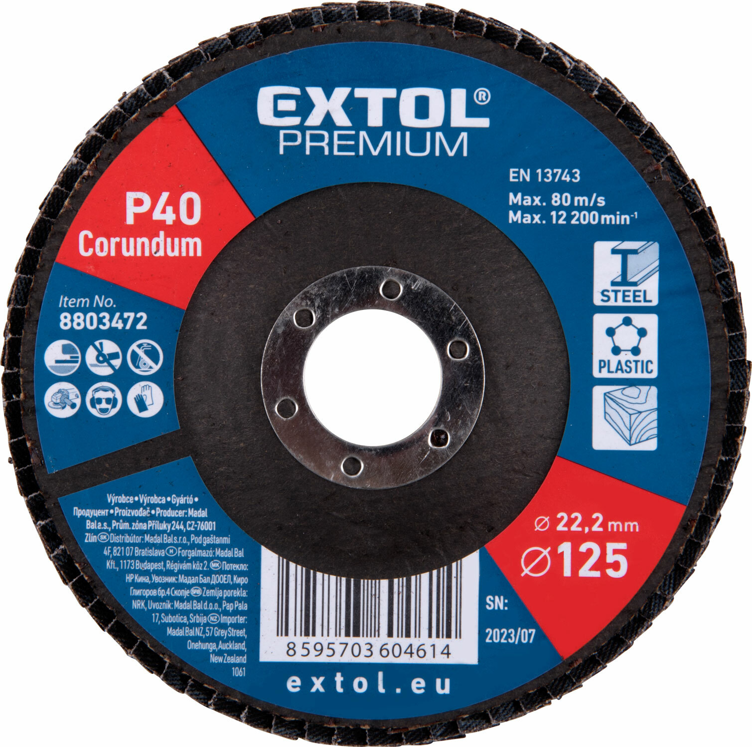 EXTOL PREMIUM 8803472 Kotúč lamelový šikmý korundový, P40, 125mm, diera 22,2mm