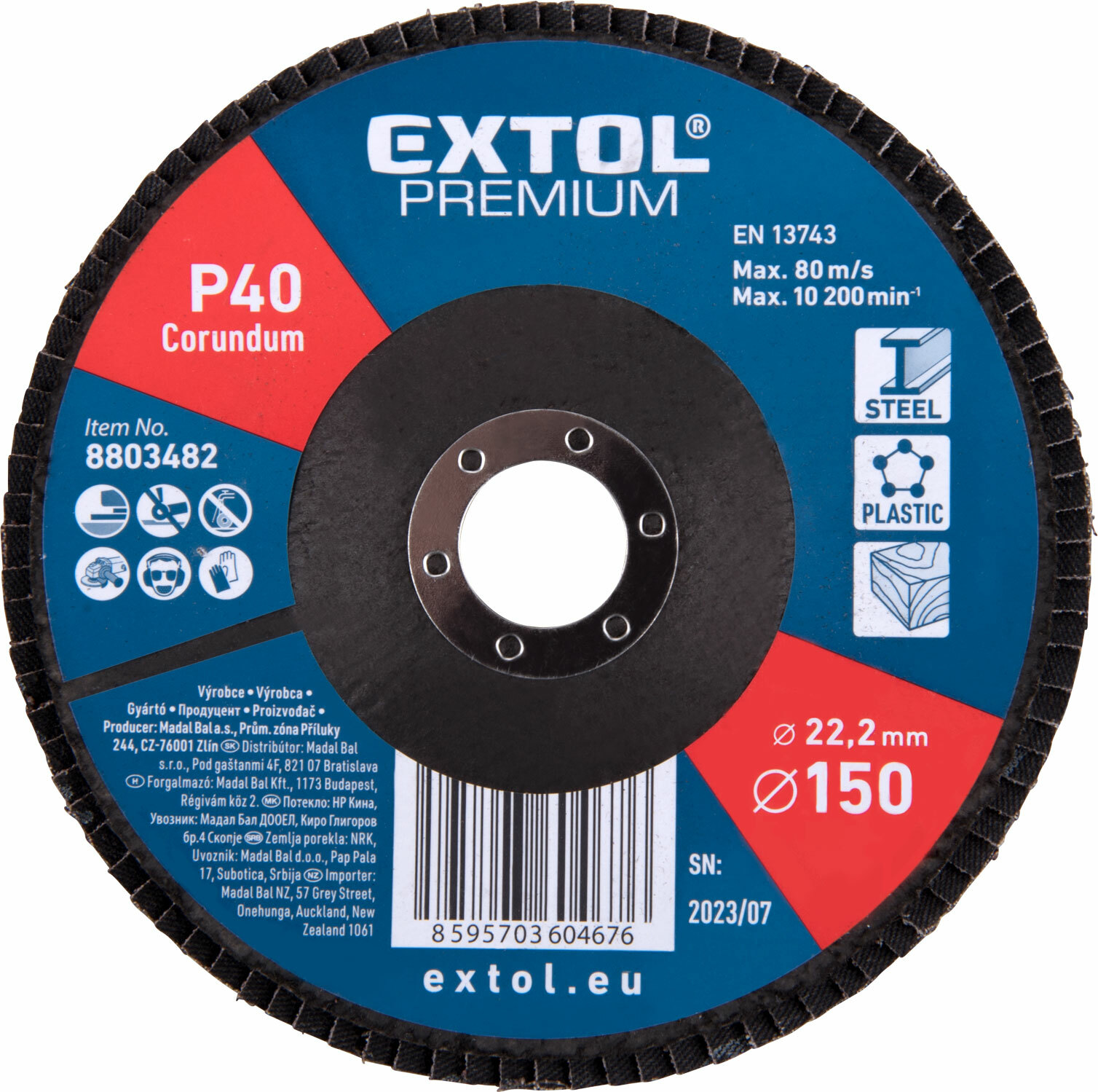 EXTOL PREMIUM 8803482 Kotúč lamelový šikmý korundový, P40, 150mm, diera 22,2mm