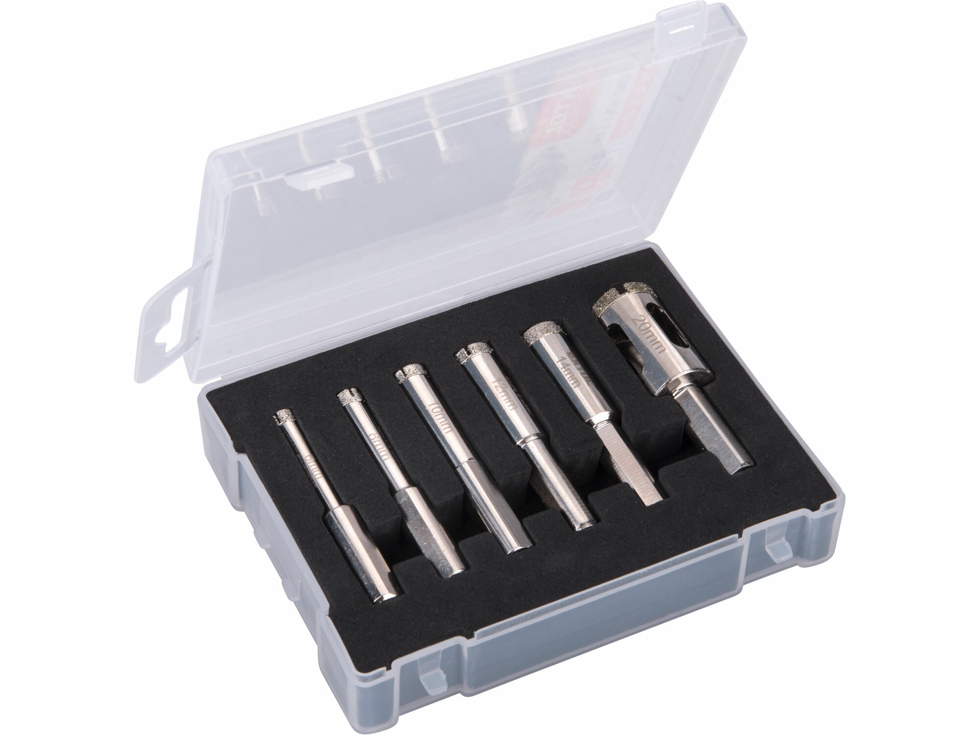 EXTOL PREMIUM 8801975 Vrtáky korunkové diamantové, sada 6ks, 6-8-10-12-14-20mm, plastová krabička
