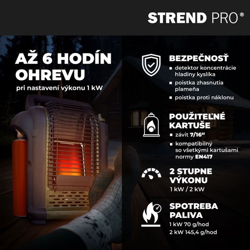 Ohrievač Strend Pro AD037, na kartuš so závitom, kempingový, prenosný, piezo