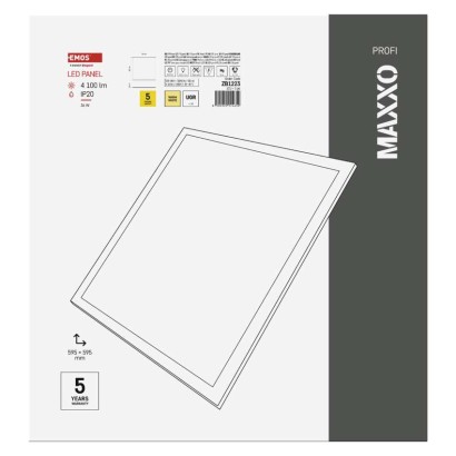 EMOS LED panel MAXXO 60×60, štvorcový vstavaný biely, 36W teplá b. UGR