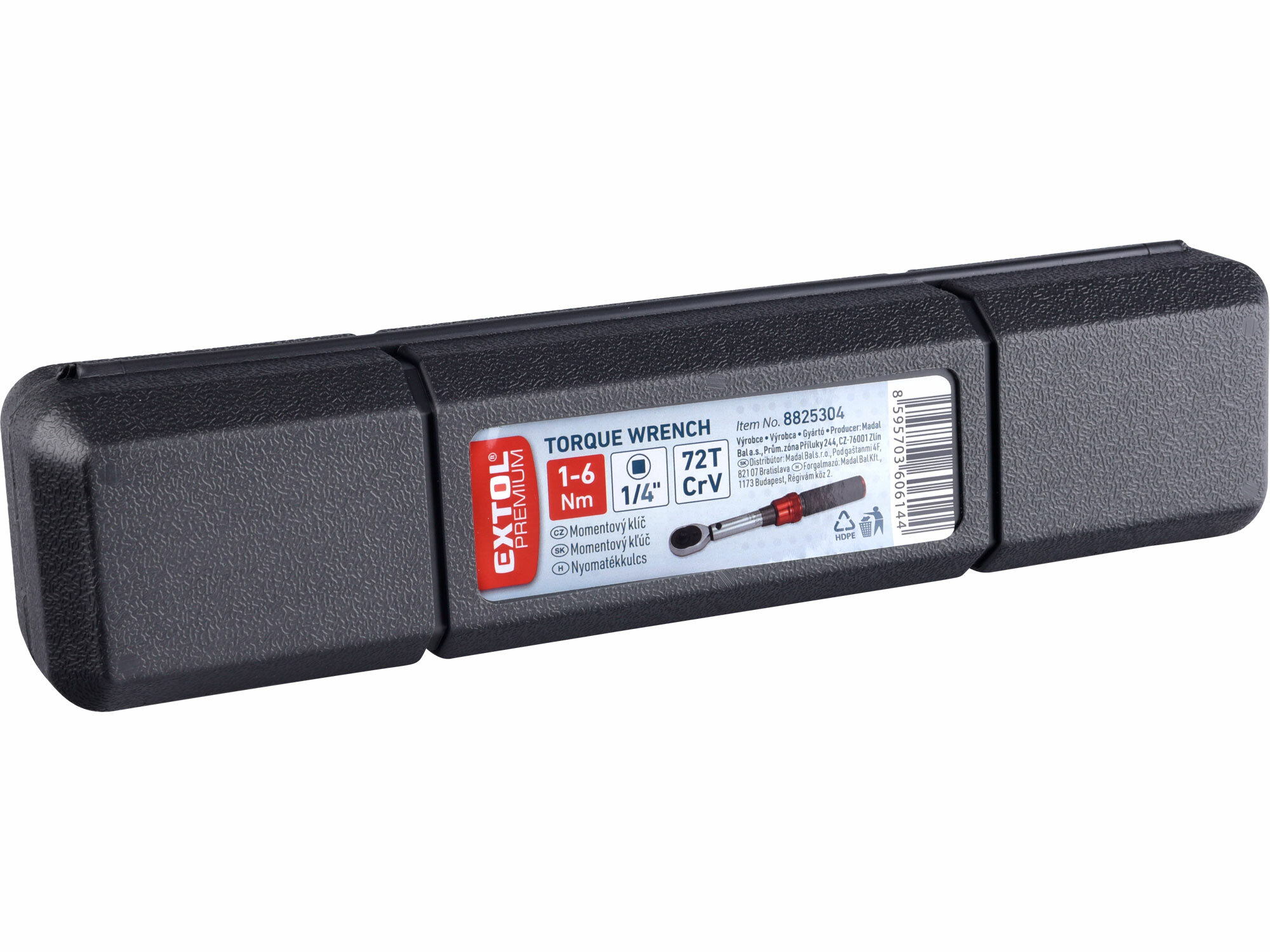 EXTOL PREMIUM 8825304 Kľúč momentový so stupnicou 1/4", 1-6Nm, dĺžka 220mm