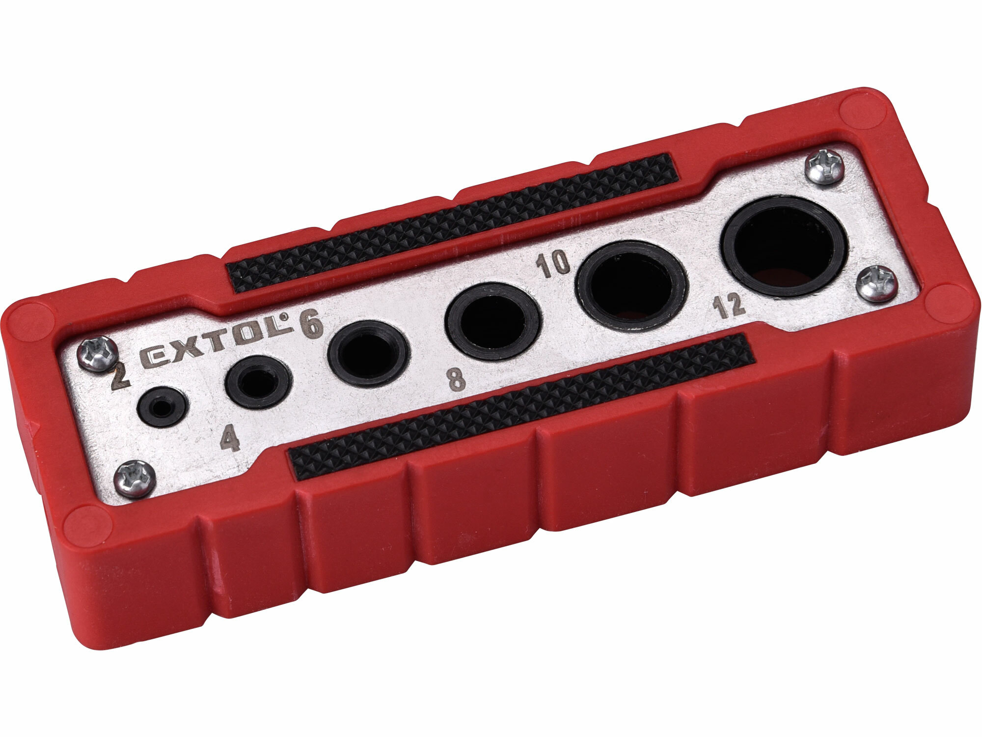 EXTOL PREMIUM 8801920 Šablóna vŕtacia, Ø2-4-6-8-10-12mm, 0°/45°