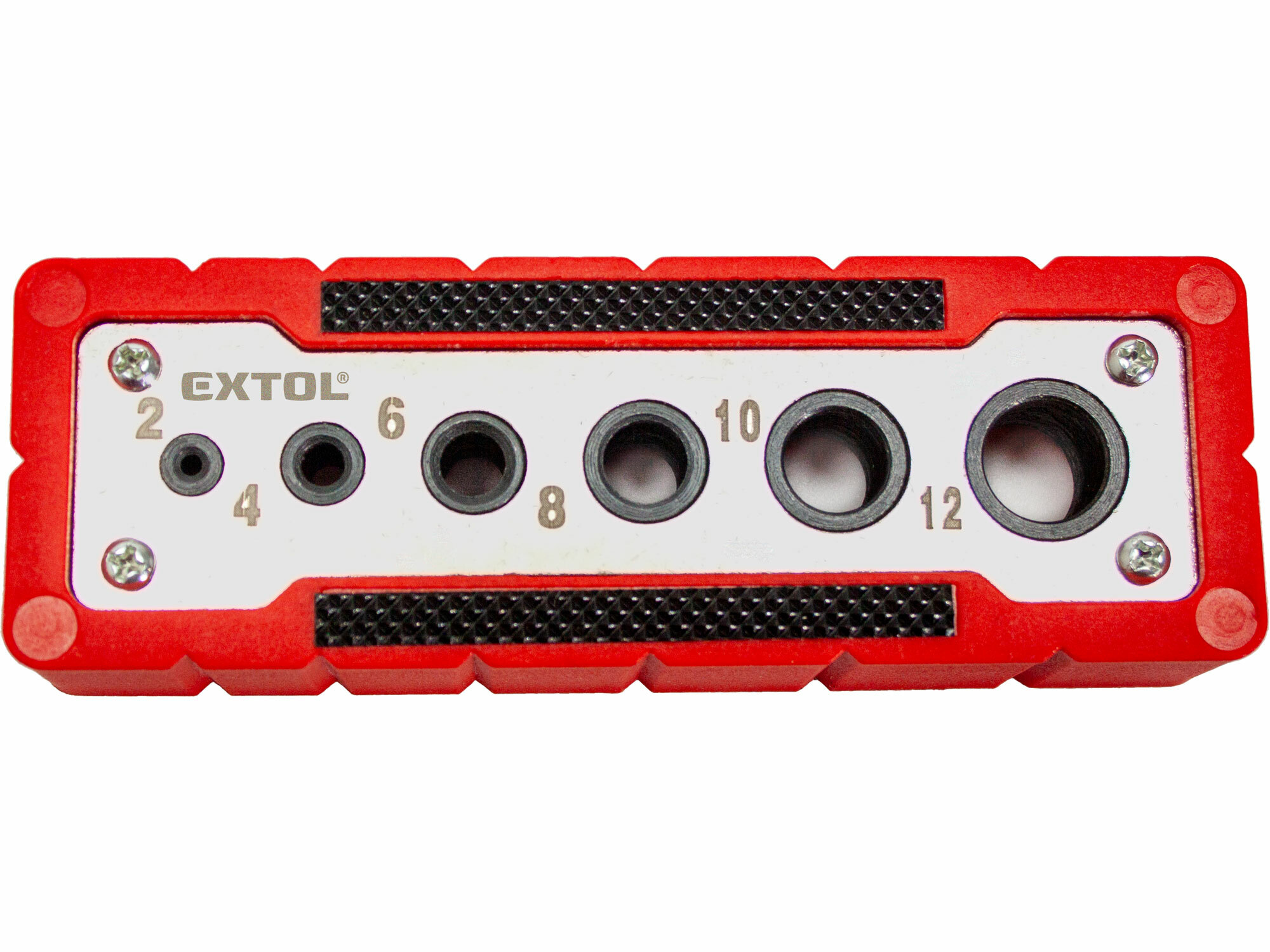 EXTOL PREMIUM 8801920 Šablóna vŕtacia, Ø2-4-6-8-10-12mm, 0°/45°