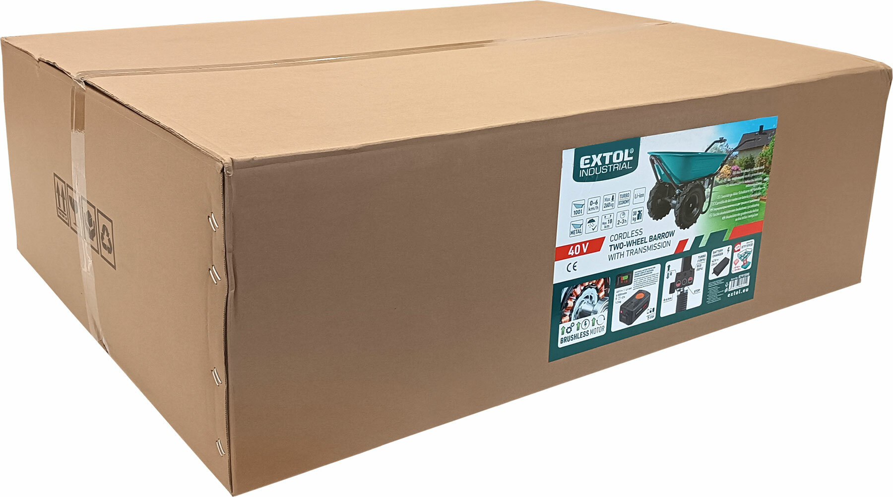 EXTOL INDUSTRIAL 8791590 Fúrik na aku pohon dvojkolesový, 1x 40V/6Ah, 100l, max. 260kg