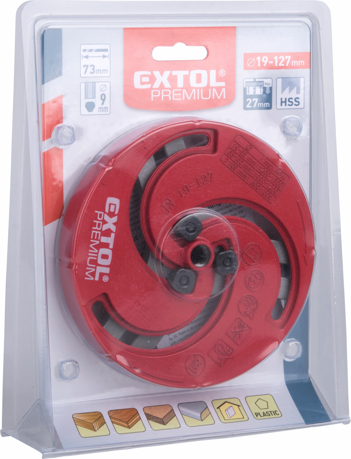 EXTOL PREMIUM 8801610 Vyrezávač otvorov trojramenný nastaviteľný, Ø19-127mm