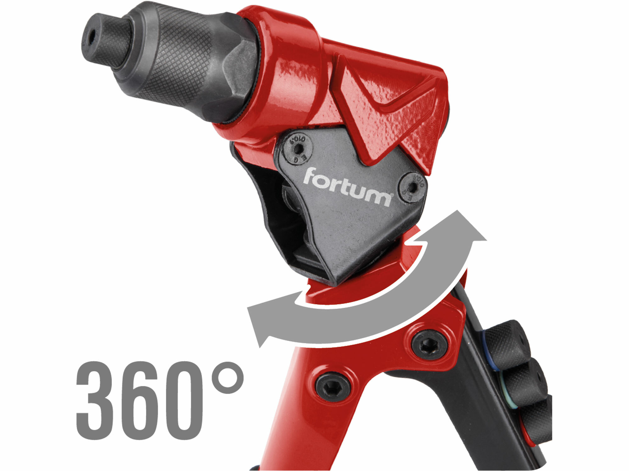 FORTUM 4770628 Kliešte nitovacie s otočnou hlavou, 260mm, 2v1, nity 2,4-4,8mm, matice M3-M6