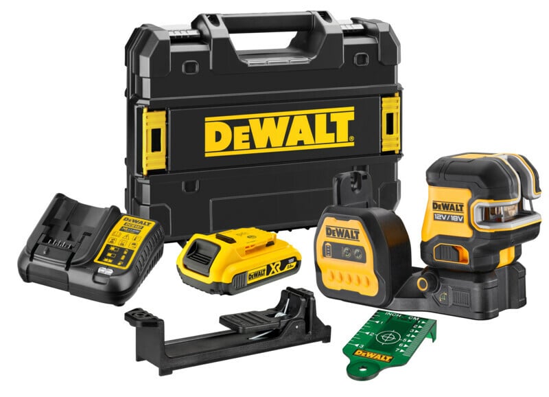 DEWALT DCE825D1G18 Laser krížový päťbodový zelený 7 lúčov 12/18V 1x2,0Ah