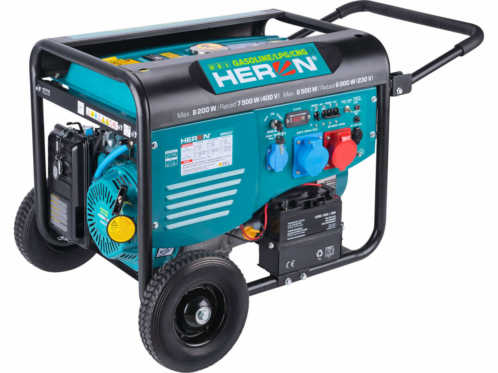 HERON 8896327 Elektrocentrála benzínová a plynová s diaľkovým ovládaním, 3F, 8,2kW, 17HP