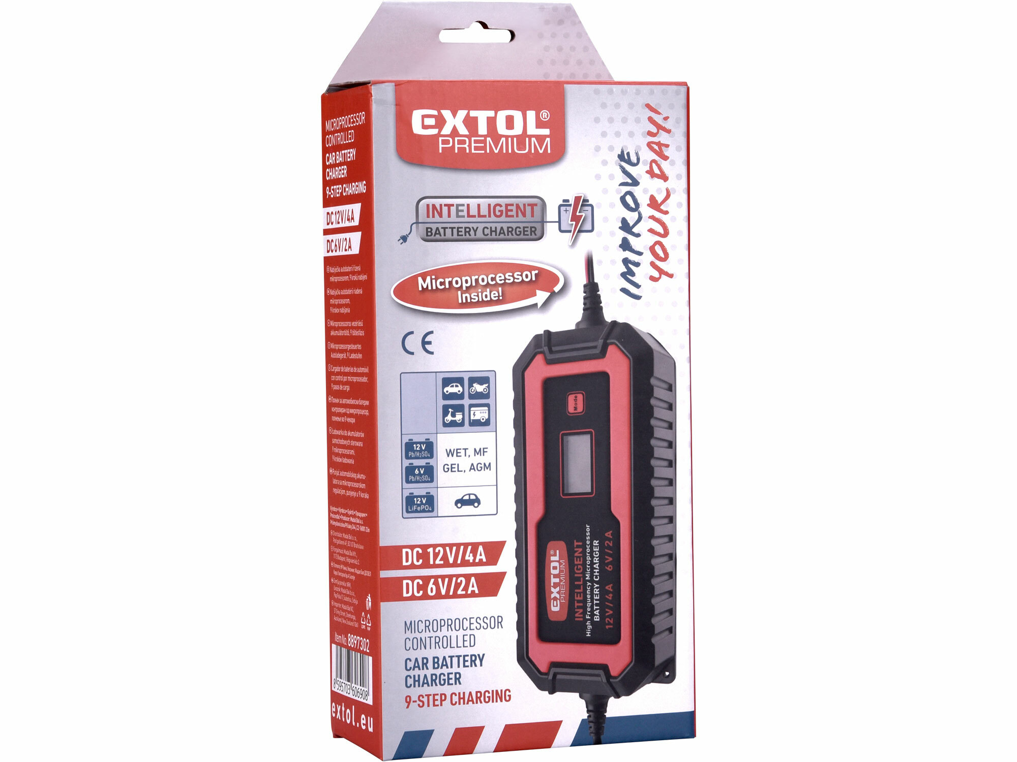 EXTOL PREMIUM 8897302 Autonabíjačka inteligentná 6/12V, 4A, 9 stupňový proces nabíjania