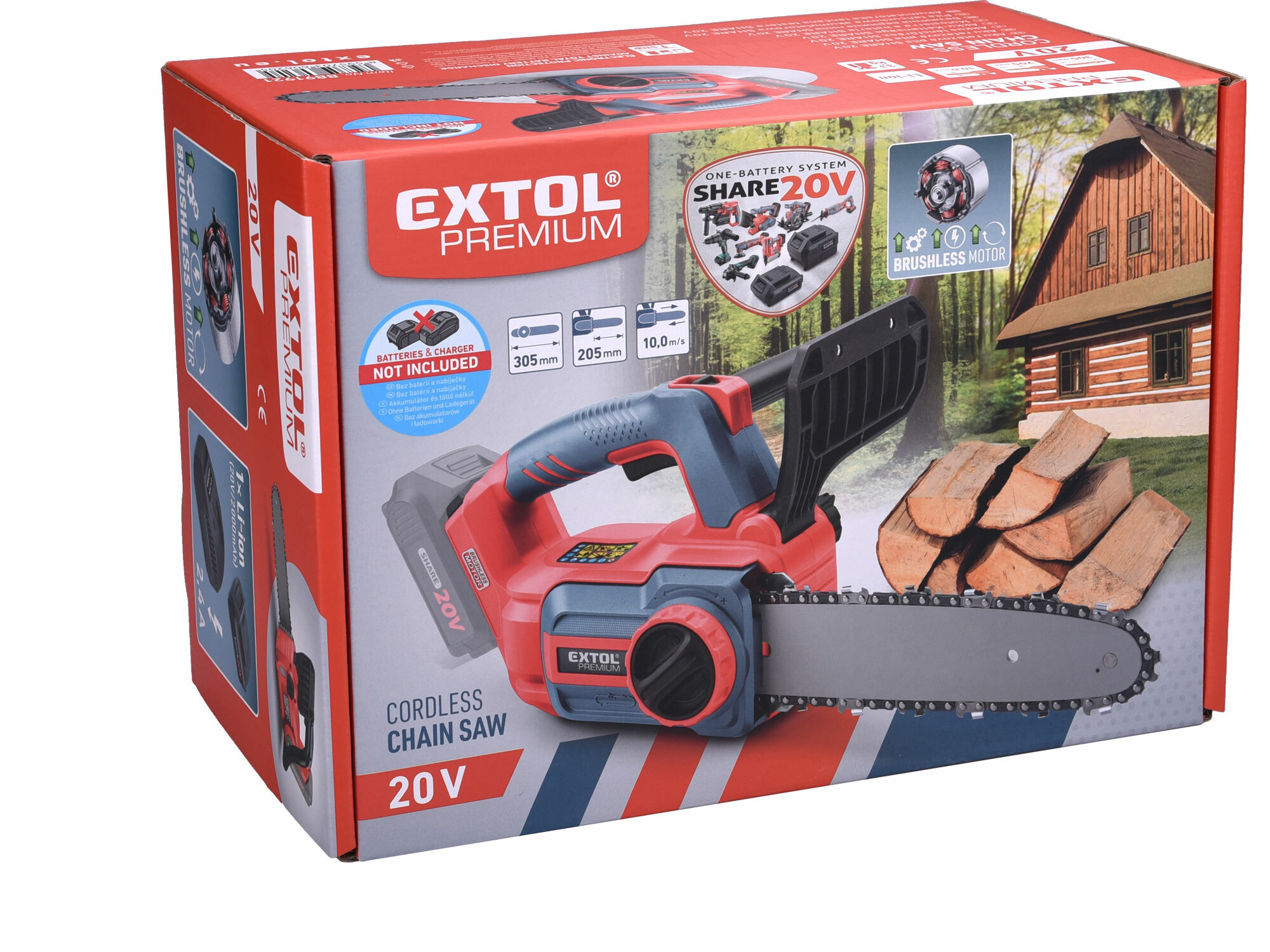 EXTOL PREMIUM 8891921 Píla reťazová aku Share20V, bez aku, čepeľ 300mm