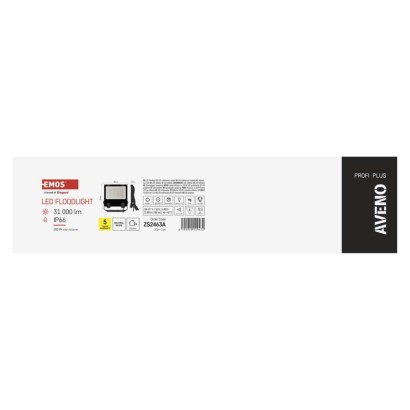 EMOS LED reflektor AVENO čierny, 200W neutrálna biela