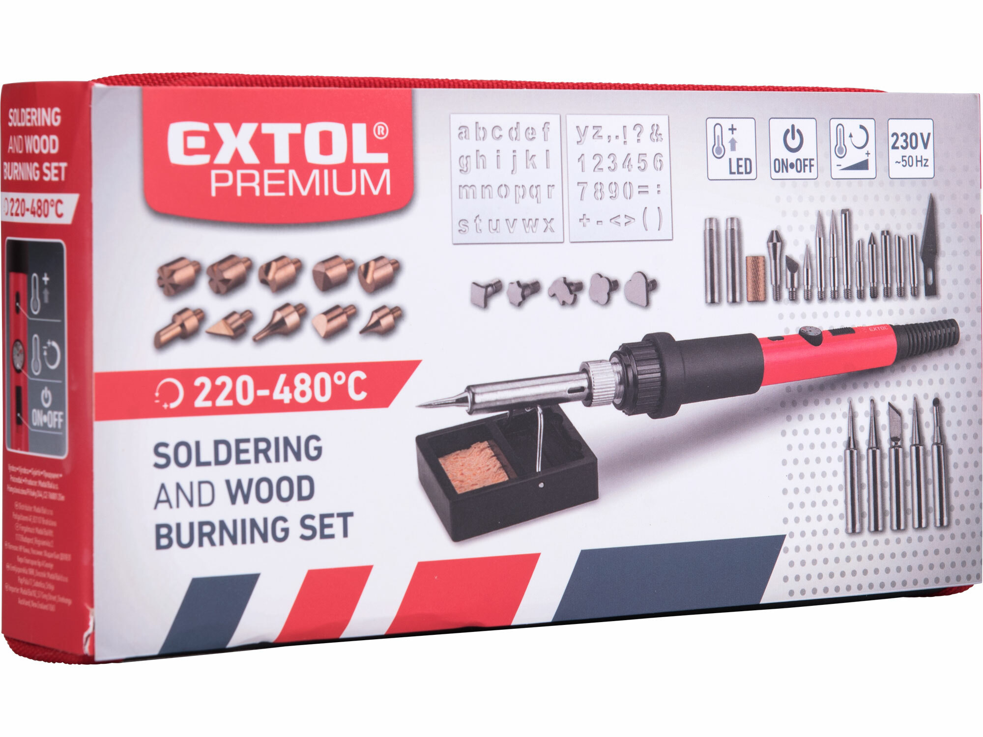 EXTOL PREMIUM 8894512 Spájkovačka hrotová, 60W, 220-480˚C, hroty na spákovanie a vypaľovanie