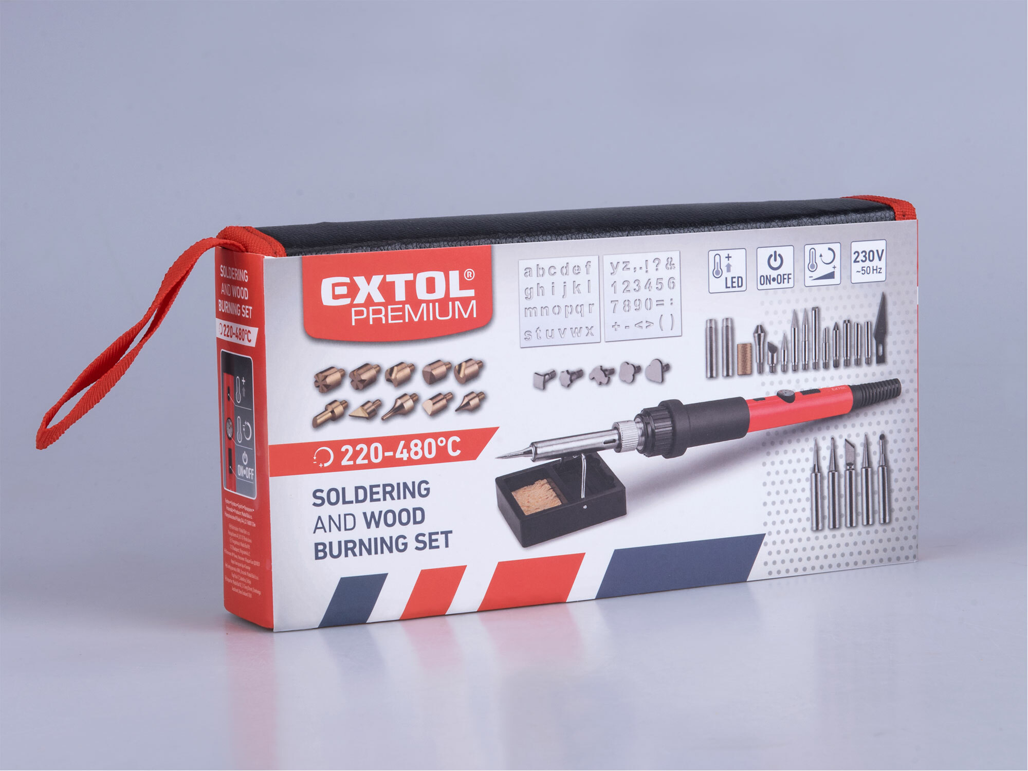 EXTOL PREMIUM 8894512 Spájkovačka hrotová, 60W, 220-480˚C, hroty na spákovanie a vypaľovanie