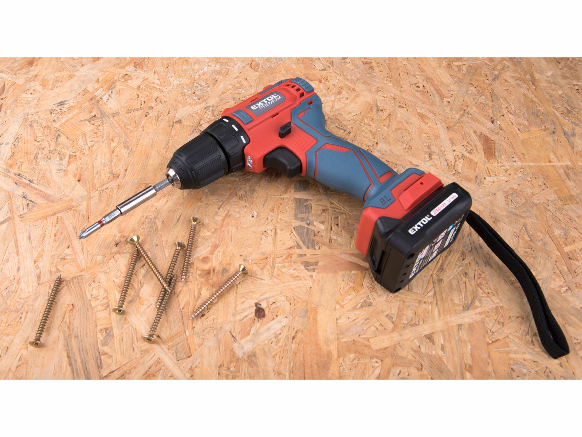 EXTOL PREMIUM 8891152 Vŕtačka akumulátorová, bezuhlíkový motor, 12V, 1x2Ah Li-ion