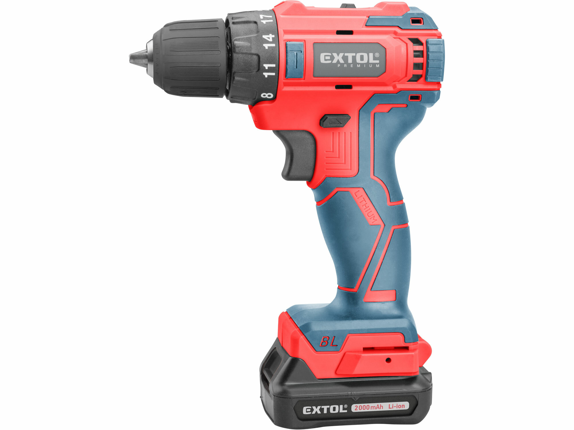 EXTOL PREMIUM 8891152 Vŕtačka akumulátorová, bezuhlíkový motor, 12V, 1x2Ah Li-ion