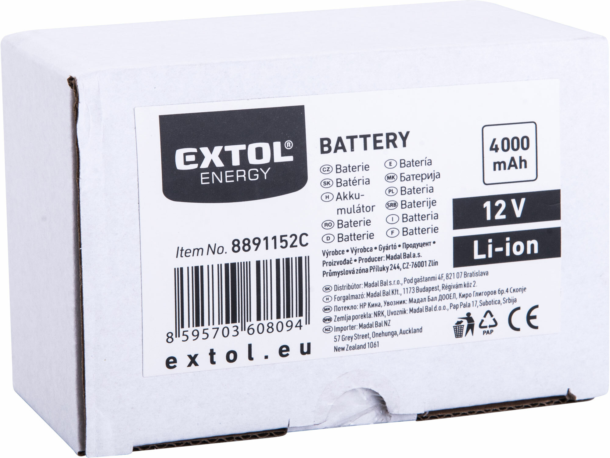 EXTOL PREMIUM 8891152C Akumulátor, 12V/4Ah Li-ion, pre 8891152