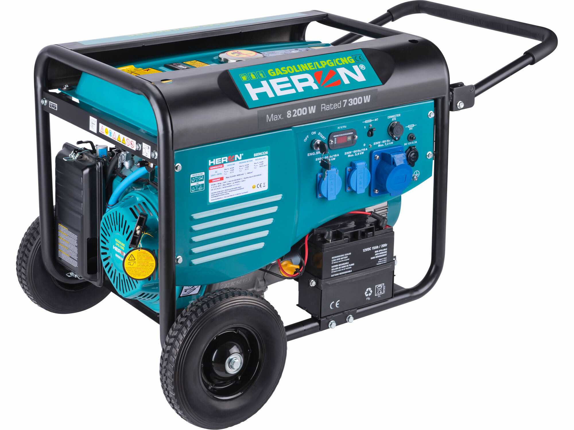 HERON 8896326 Elektrocentrála benzínová a plynová 1F, 8,2kW, 17HP, možnosť ATS