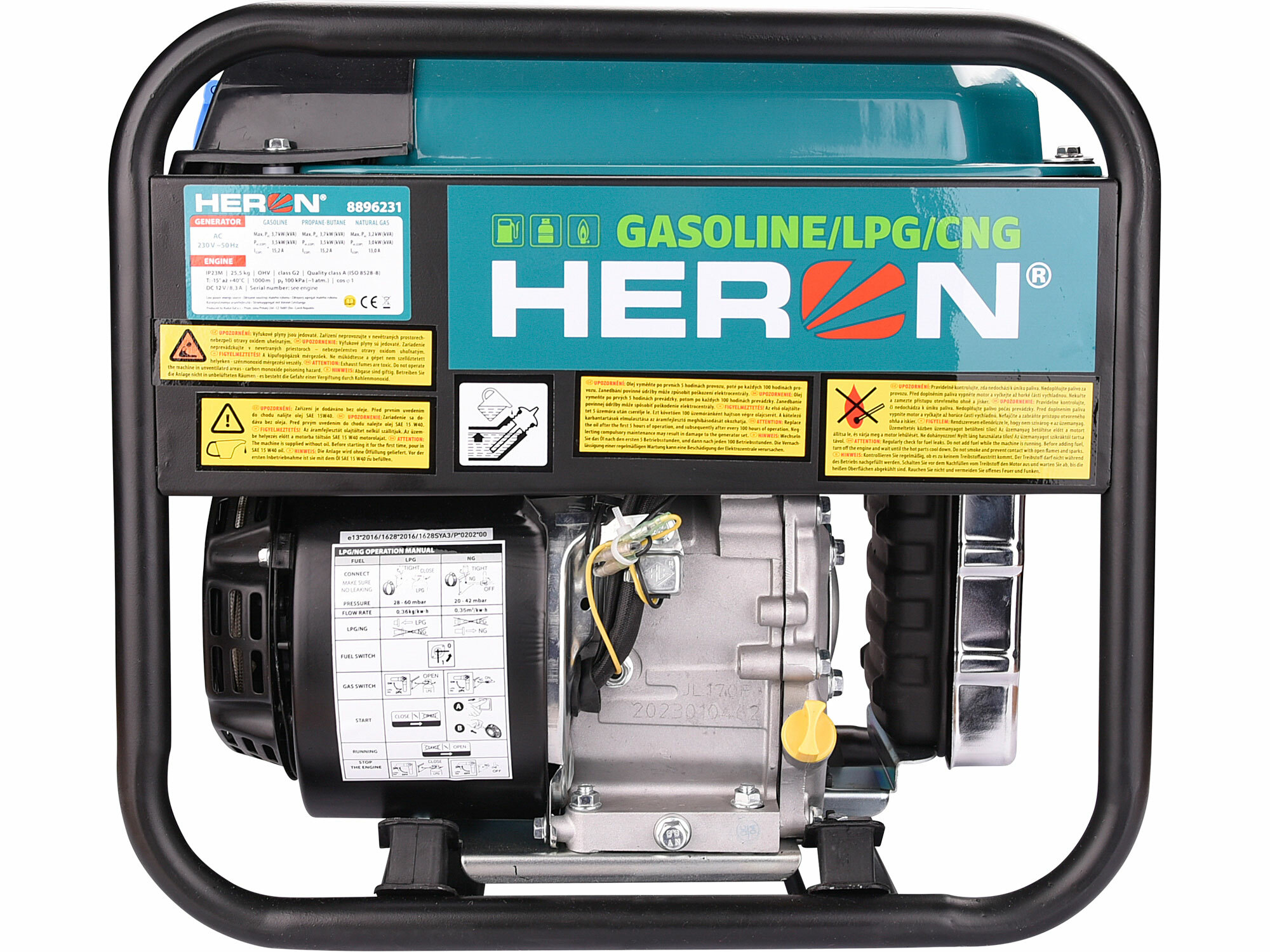 HERON 8896231 Elektrocentrála invertorová rámová hybridná, 1F, 3,7kW, 7HP, ručný štart