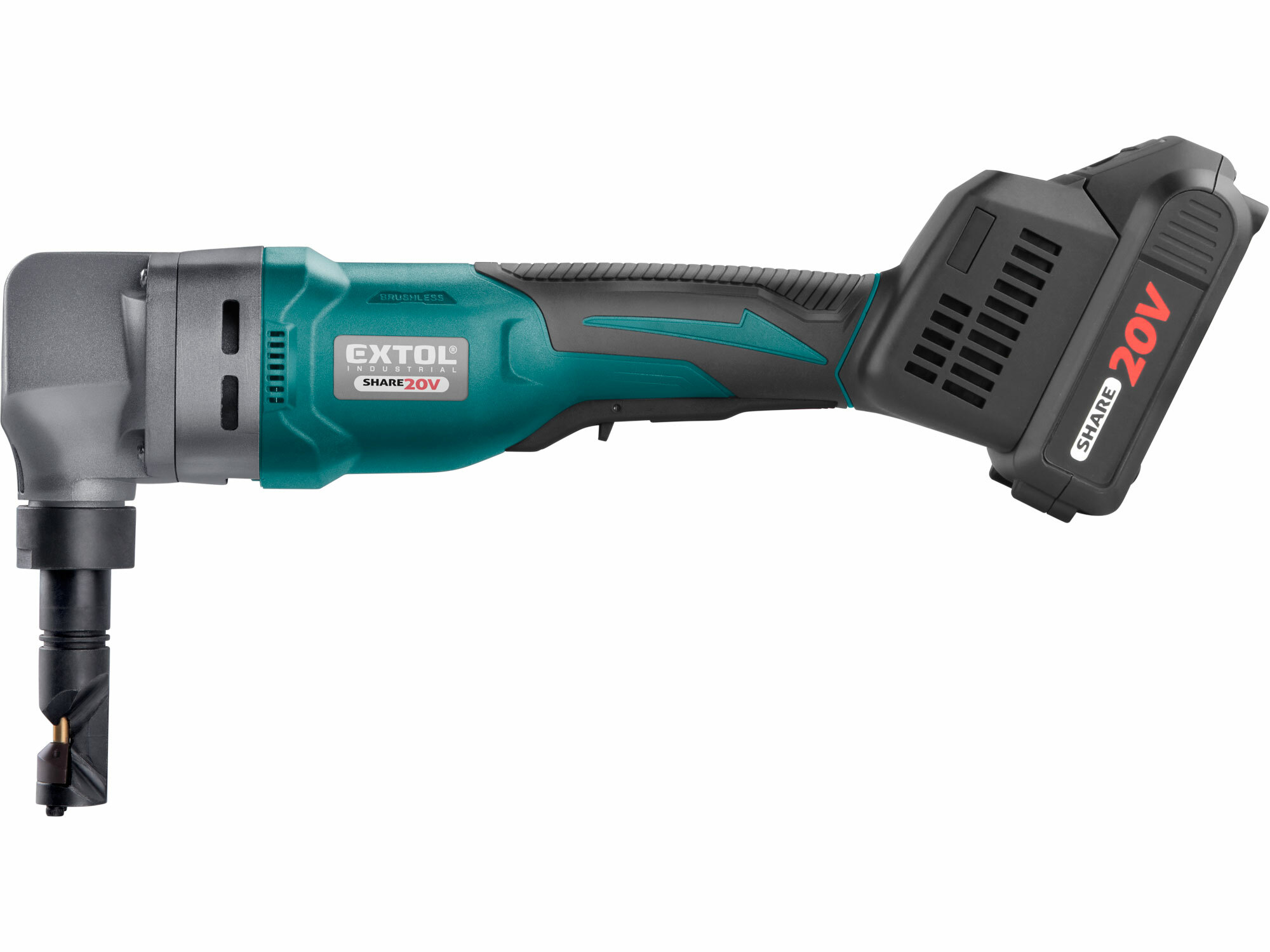 EXTOL INDUSTRIAL 8791830 Nožnice na plech vystrihovacie aku Share20V, 1x 2Ah, max. 2,5mm, bezuhlíkový motor