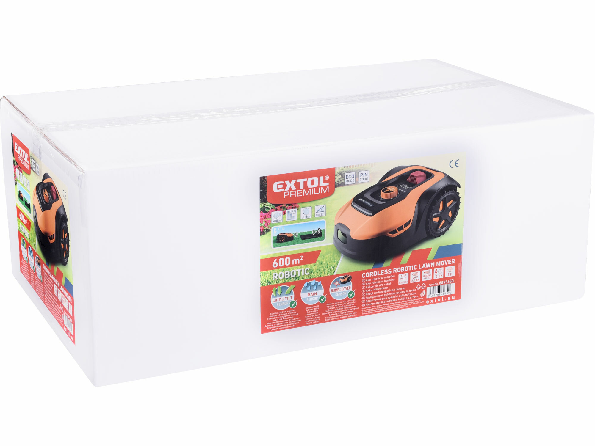 EXTOL PREMIUM 8895651 Kosačka robotická, 900m², 20V/5,5Ah, nôž 180mm, wifi, bluetooth