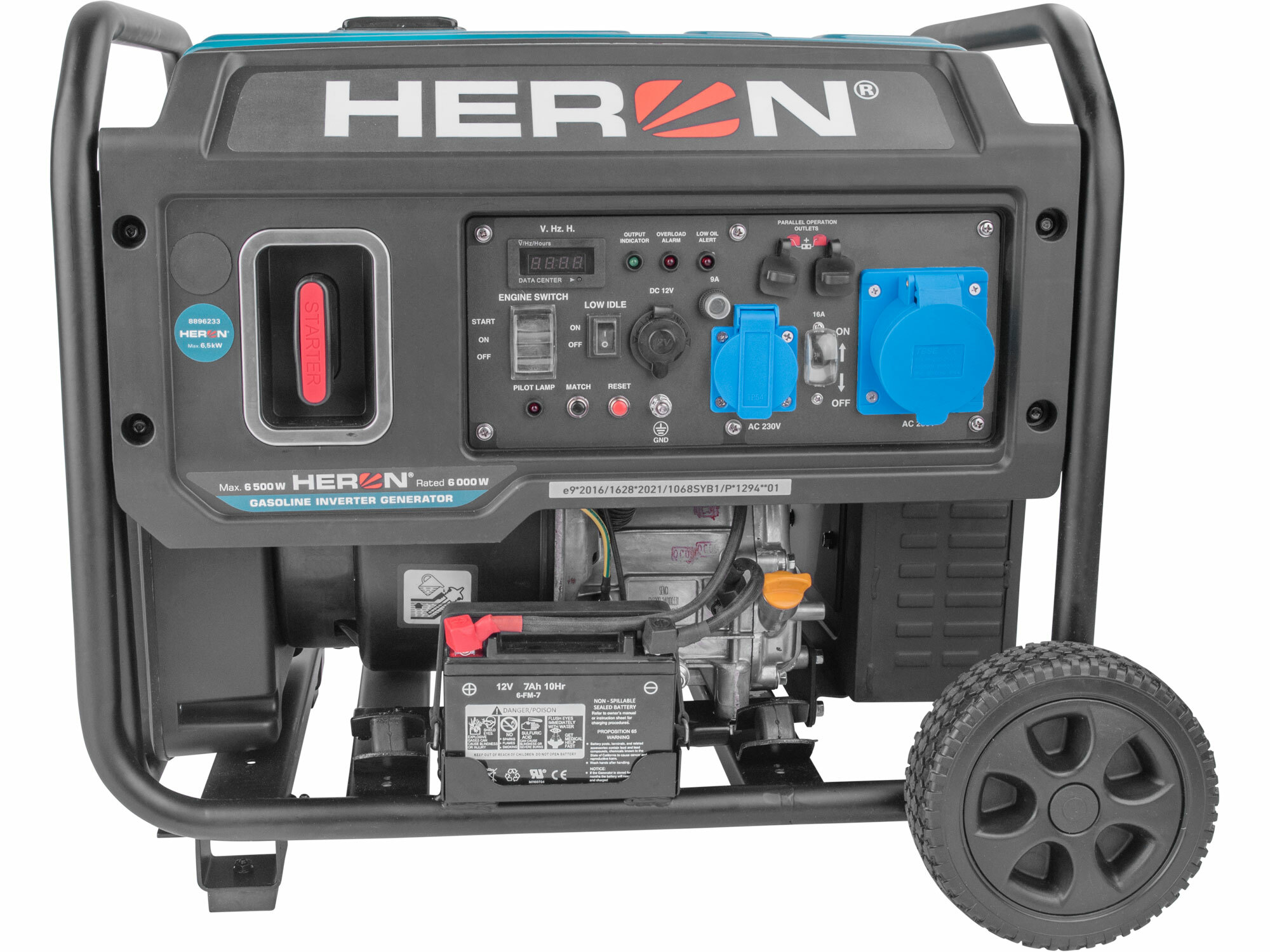 HERON 8896233 Elektrocentrála invertorová rámová 1F, 6,5kW, 9,5HP, elektrický štart s DO