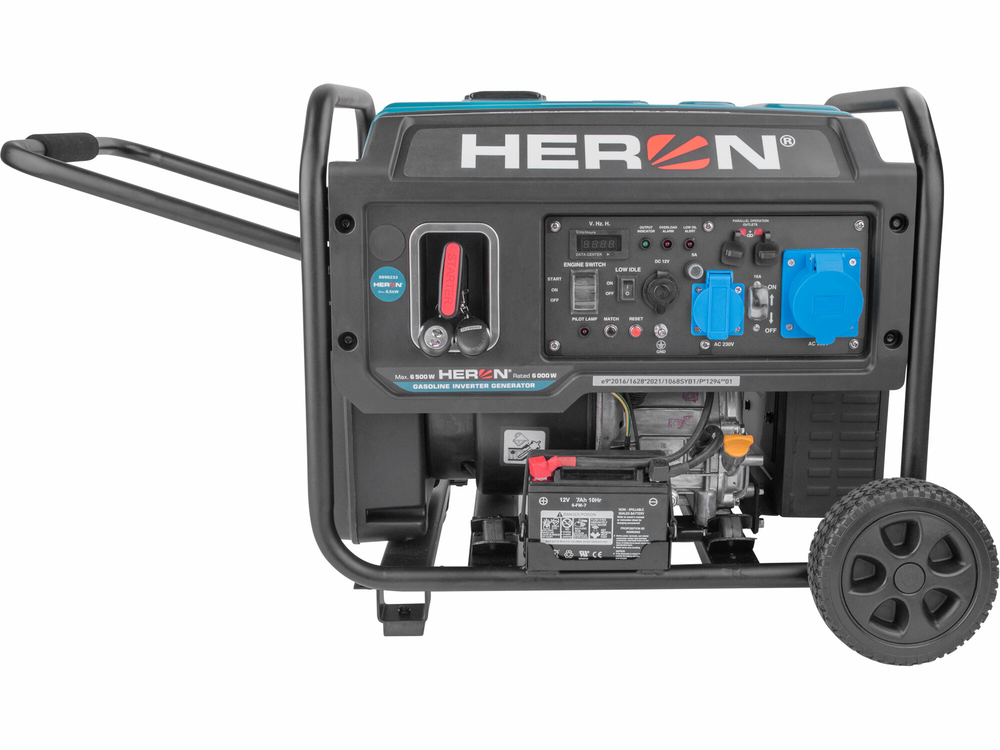 HERON 8896233 Elektrocentrála invertorová rámová 1F, 6,5kW, 9,5HP, elektrický štart s DO