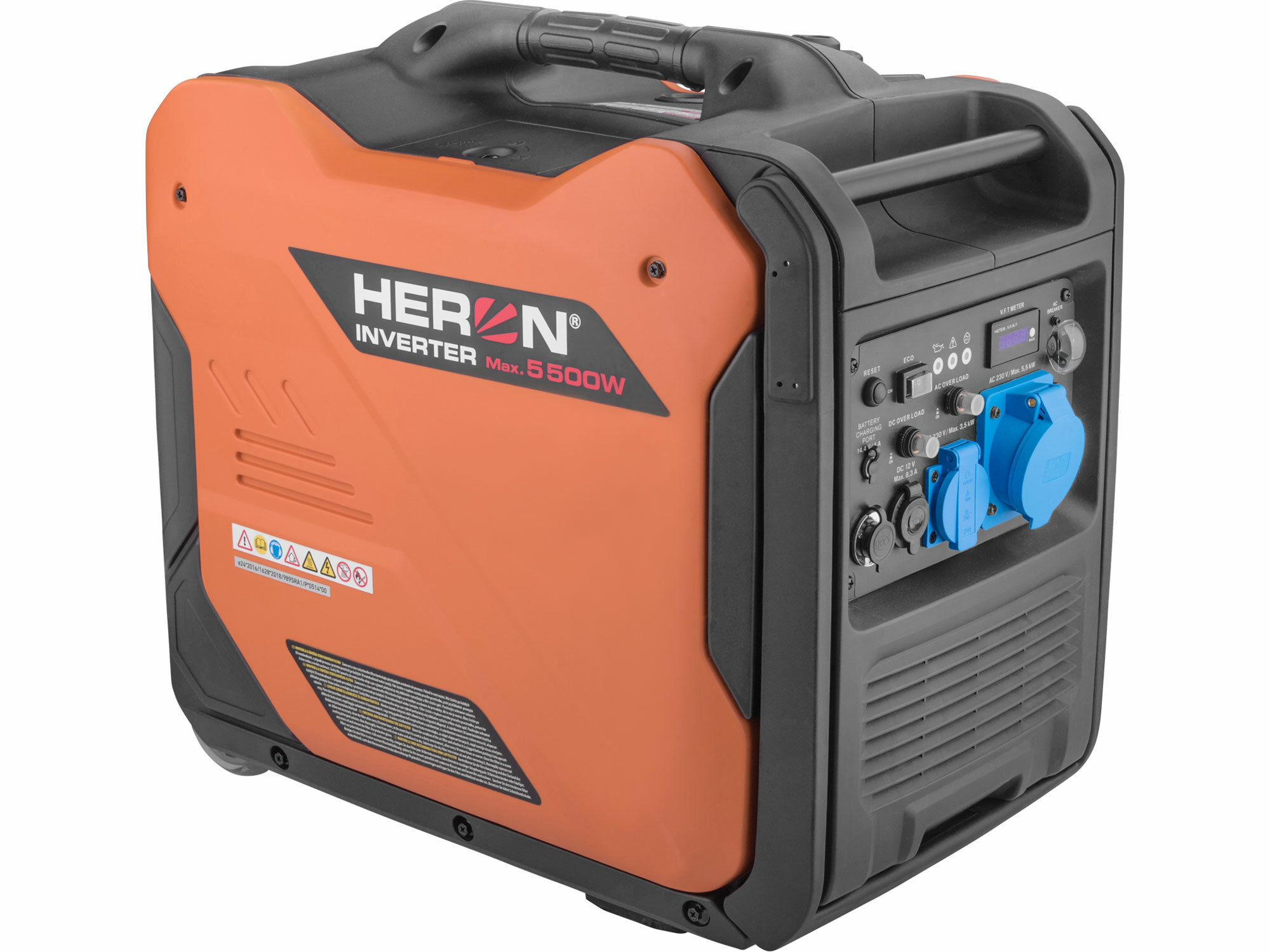 HERON 8896227 – Tichá invertorová elektrocentrála 5,5 kW, benzínová, 1F, elektrický štart + diaľkové ovládanie