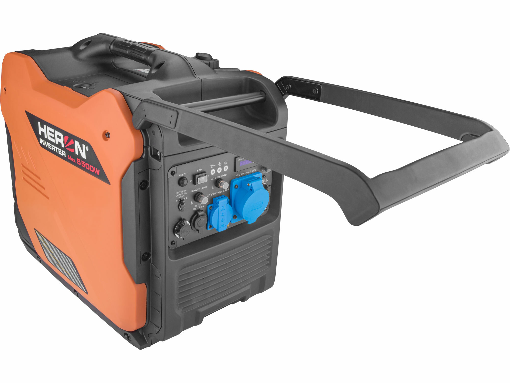 HERON 8896227 – Tichá invertorová elektrocentrála 5,5 kW, benzínová, 1F, elektrický štart + diaľkové ovládanie