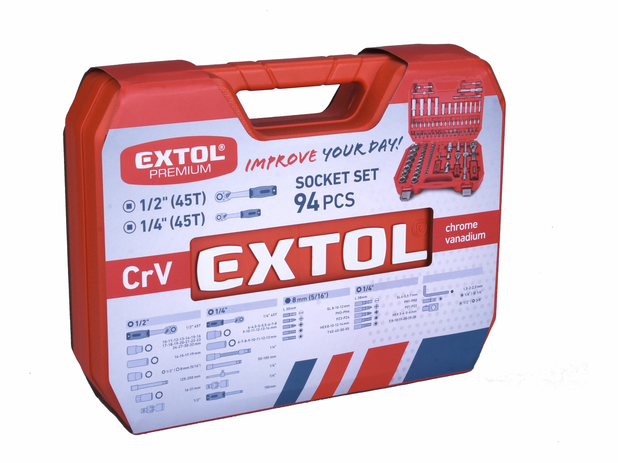 EXTOL PREMIUM 8818337 Sada nástrčných a zástrčných kľúčov, 1/4", 1/2", 94ks