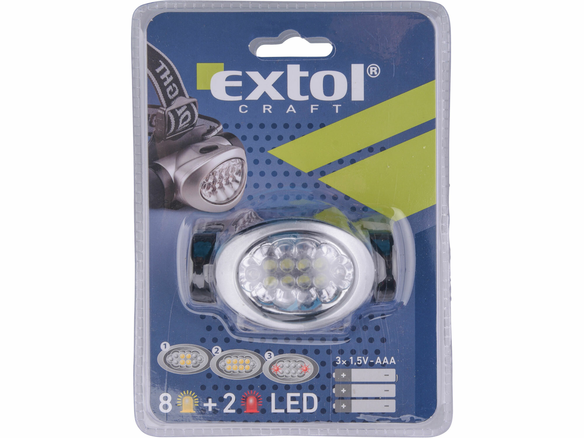 EXTOL CRAFT 8862100 Lampa čelovka, 8x LED, 3 stupne svietivosti