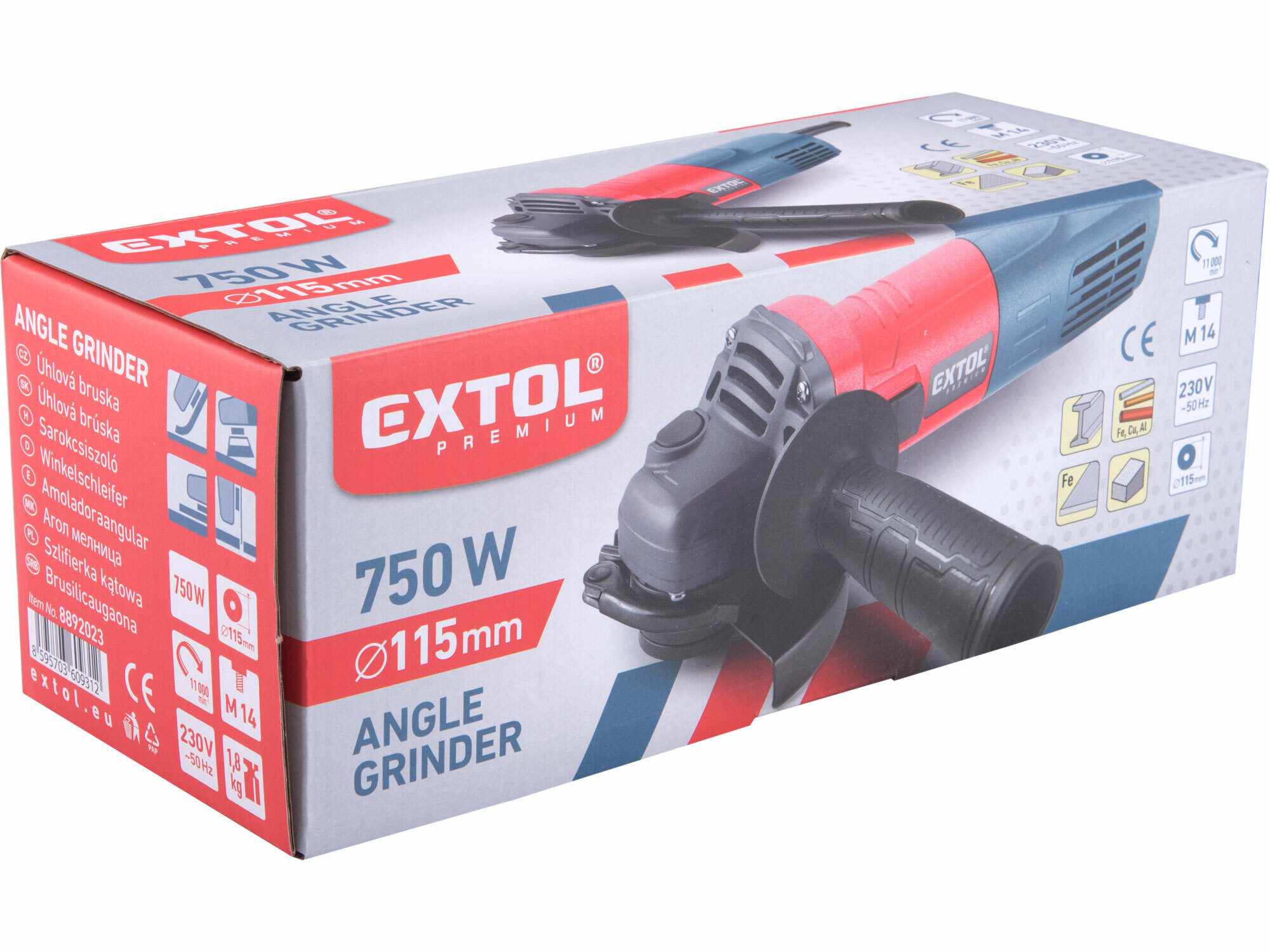 EXTOL PREMIUM 8892023 Brúska uhlová 115mm, 750W, 11000 ot/min