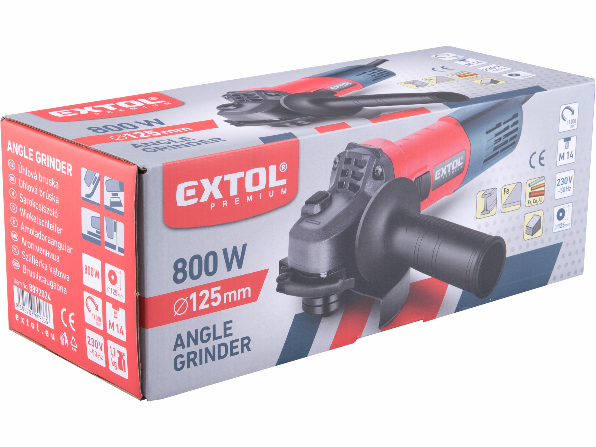 EXTOL PREMIUM 8892024 Brúska uhlová 125mm, 800W, 11000 ot/min