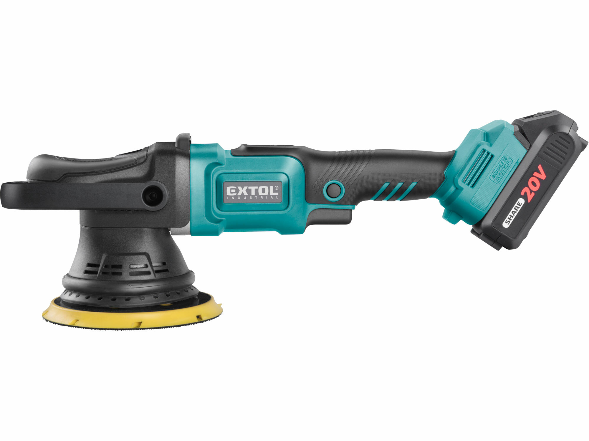 EXTOL INDUSTRIAL 8791844 Leštička orbitálna excentrická Share20V, 1x 2Ah Li-ion, 2,4A nabíjačka, 150mm, suchý zips