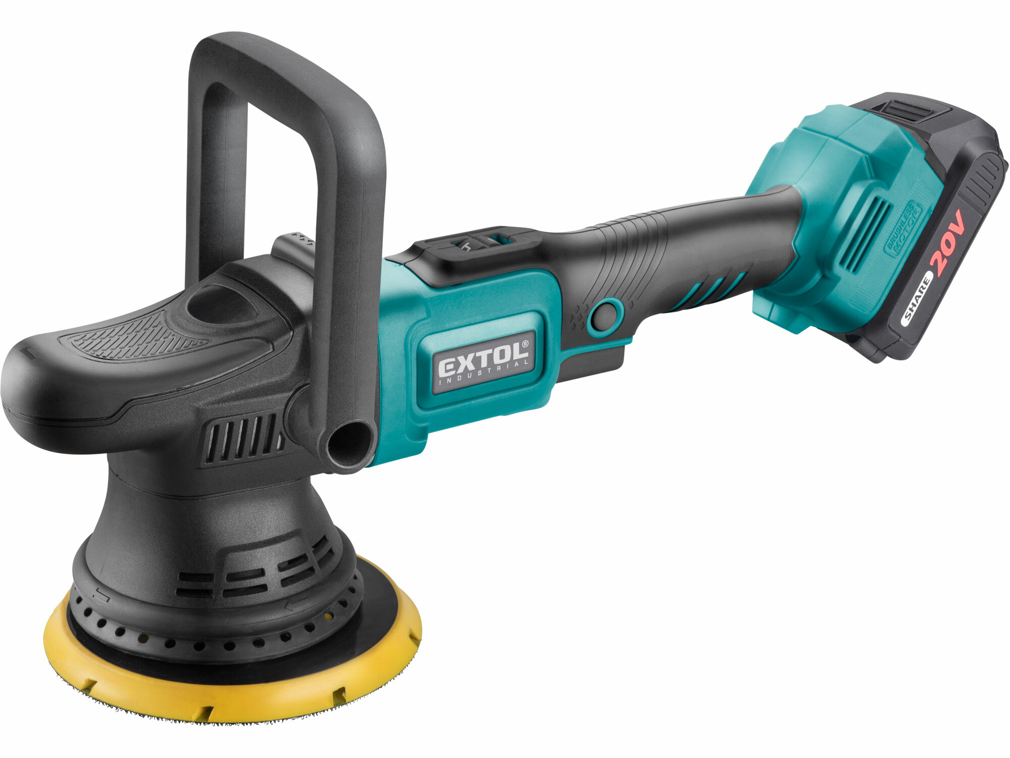 EXTOL INDUSTRIAL 8791844 Leštička orbitálna excentrická Share20V, 1x 2Ah Li-ion, 2,4A nabíjačka, 150mm, suchý zips