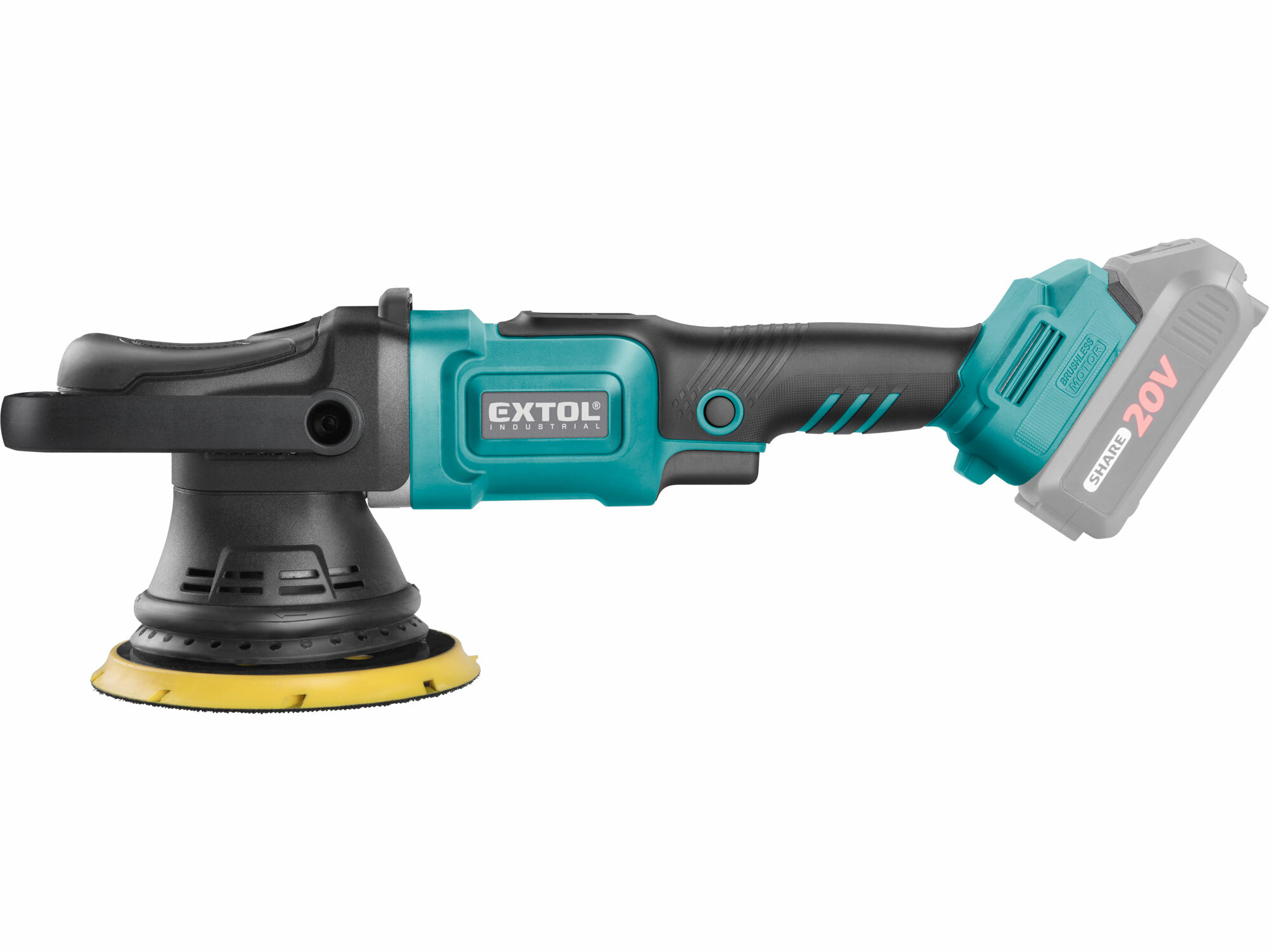EXTOL INDUSTRIAL 8791845 Leštička orbitálna excentrická Share20V, bez aku a nabíjačky, 150mm, suchý zips