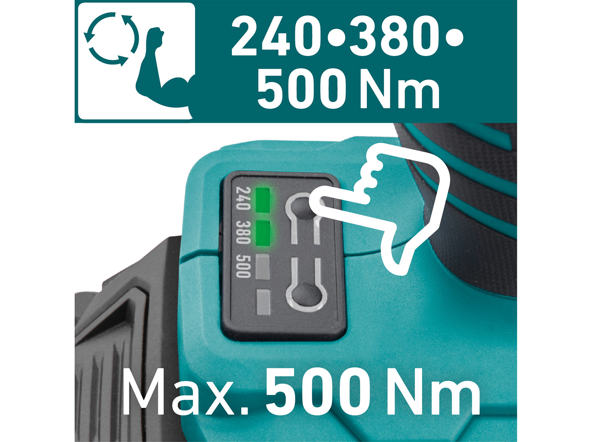 EXTOL INDUSTRIAL 8791815 Uťahovač rázový aku Share20V, 1/2", bez aku, 500Nm, bezuhlíkový motor