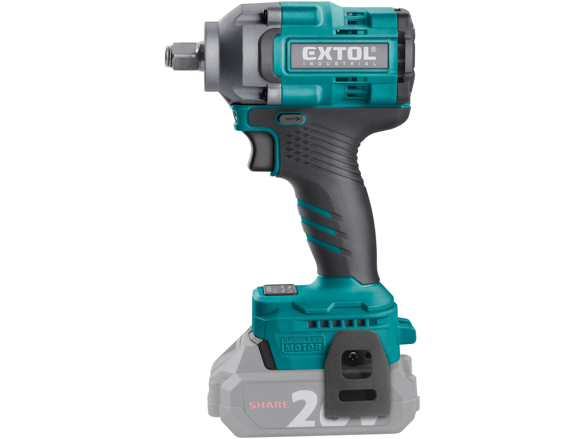 EXTOL INDUSTRIAL 8791815 Uťahovač rázový aku Share20V, 1/2", bez aku, 500Nm, bezuhlíkový motor