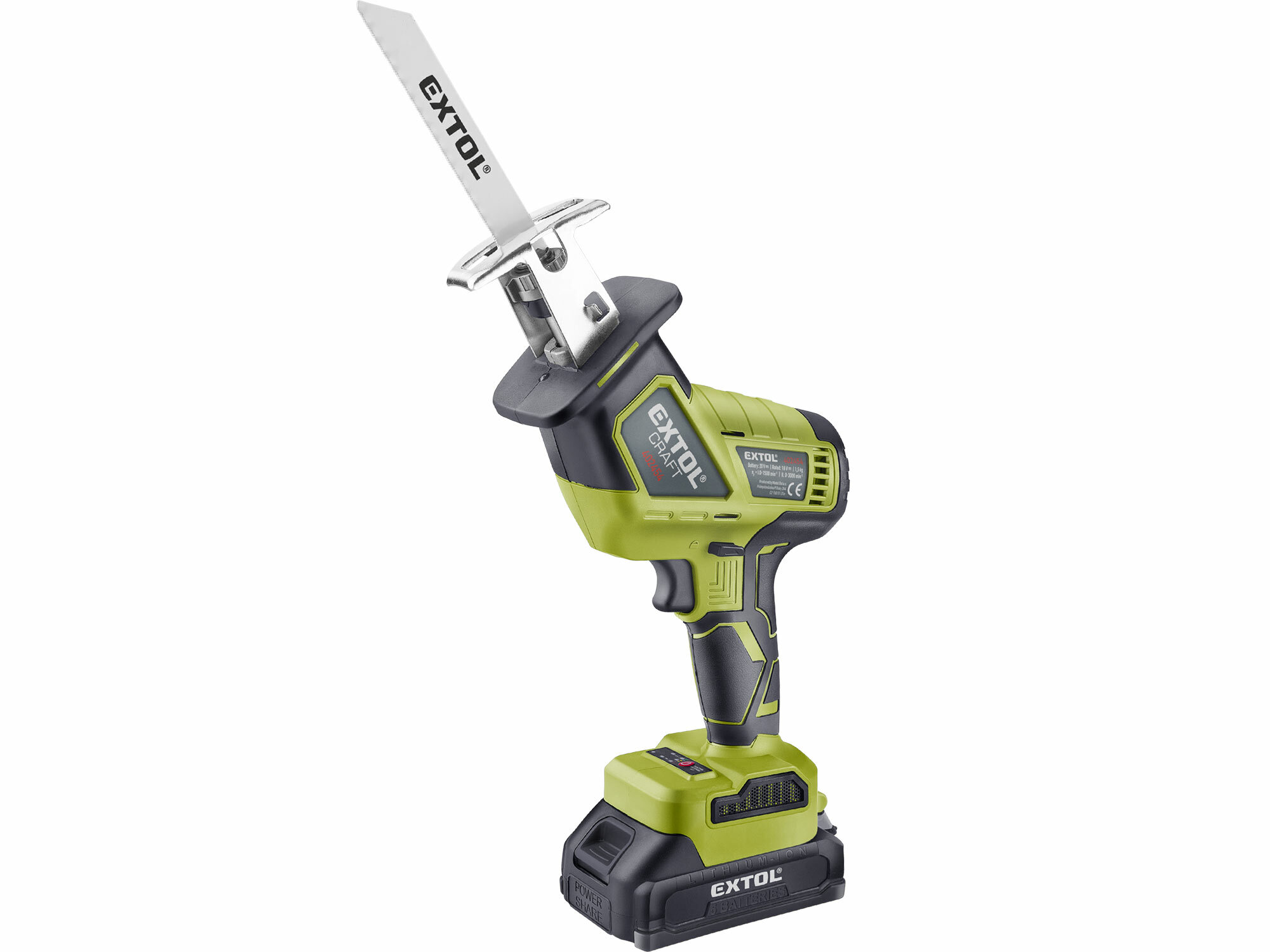 EXTOL CRAFT 402454 Píla chvostová akumulátorová bezuhlíková, 20V, 1x 2Ah Li-ion, 2A nabíjačka, kmit 22mm