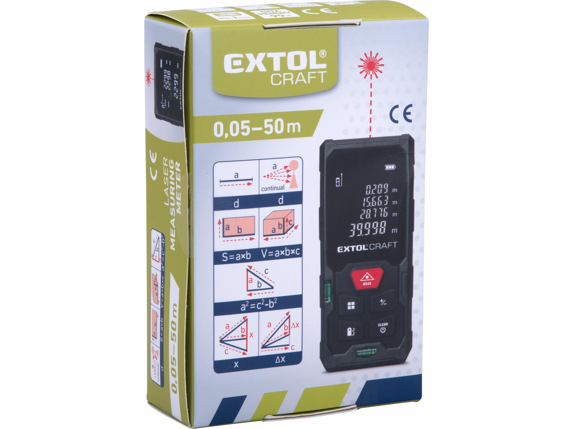 EXTOL CRAFT 920202 Merač vzdialenosti laserový do 50m / +-2mm, LCD