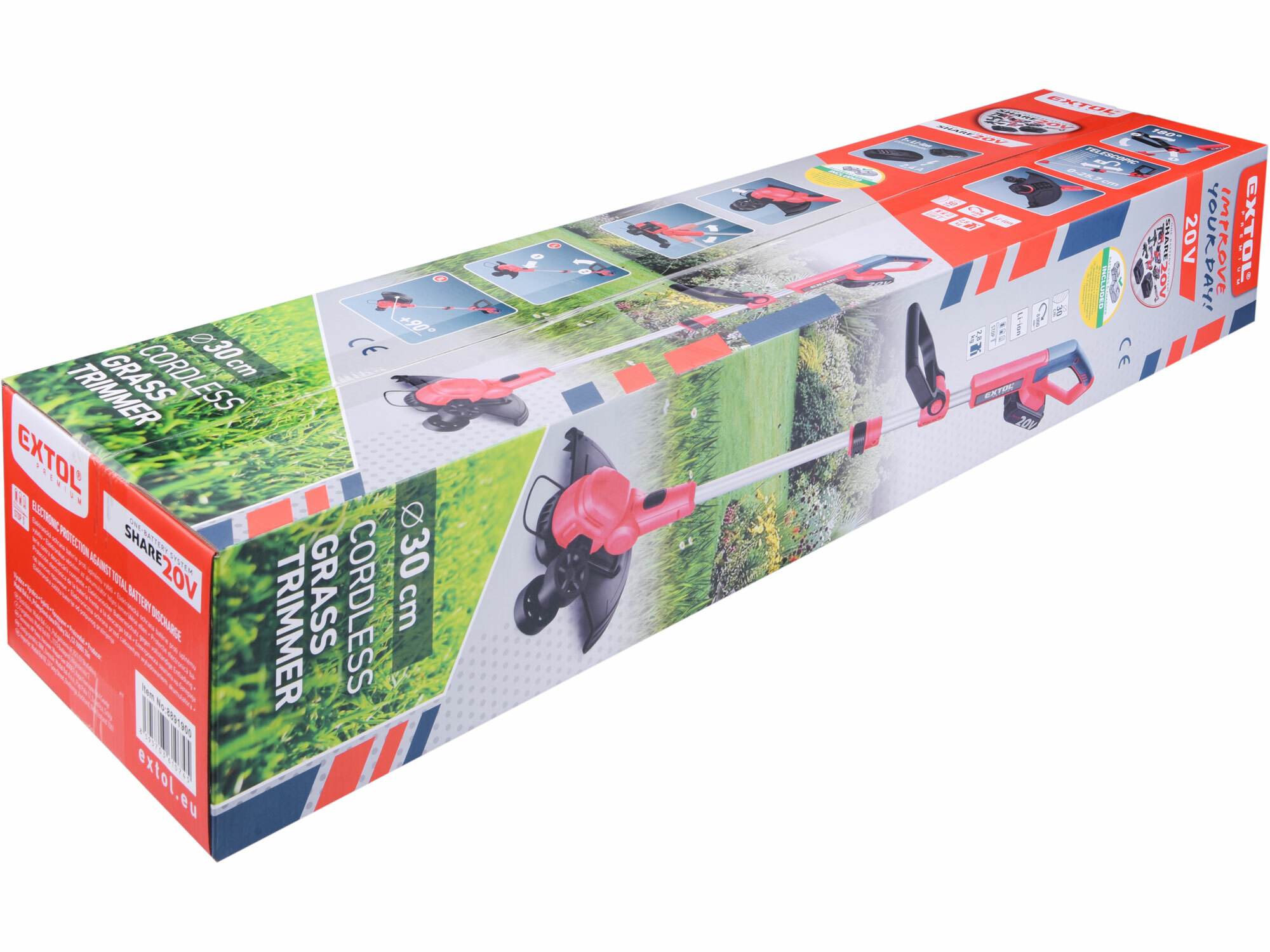 EXTOL PREMIUM 8891900 Kosačka strunová Share20V, 1x 2Ah, šírka kosenia 30cm