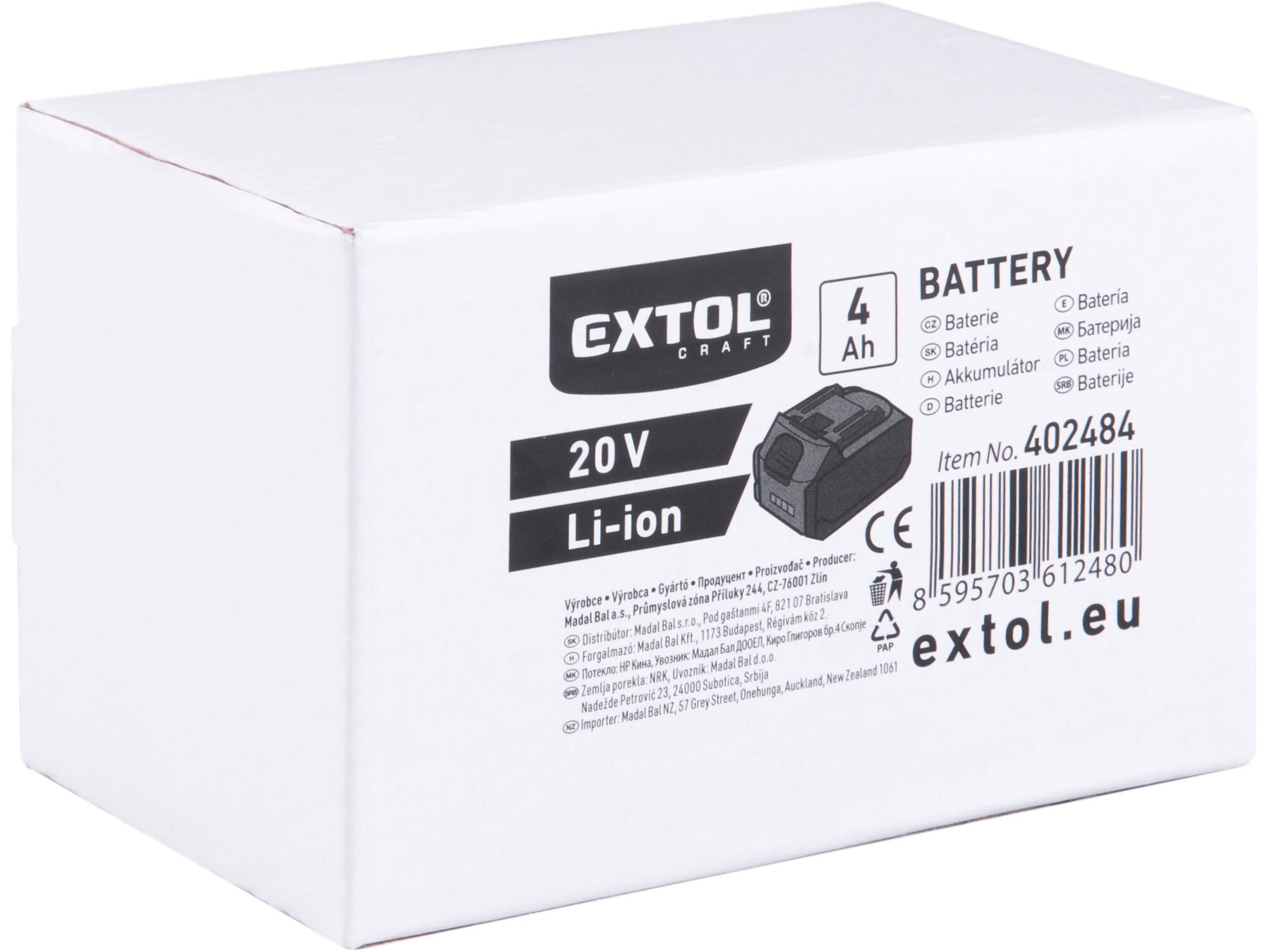 Akumulátor 20V/4Ah Li-ion, pre 40245X, indikátor stavu nabitia