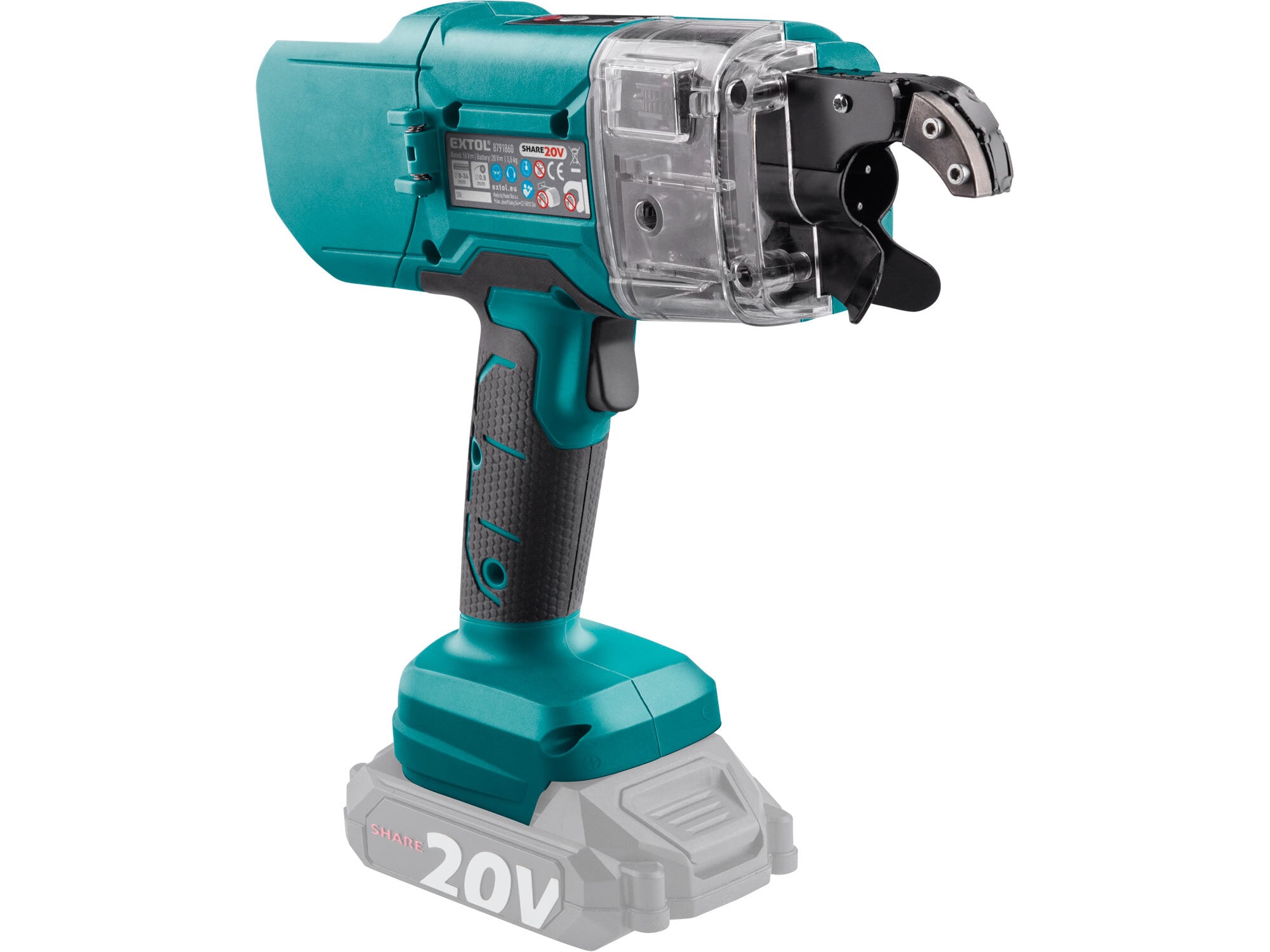 EXTOL INDUSTRIAL 8791861 Viazač armatúr aku Share20V, bez aku, drôt 0,8mm, oko 8-34mm, bezuhlíkový motor