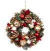 Veniec MagicHome Vianoce, prírodný, závesný, s čečinou a muchotrávkami, 30x8 cm