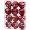 Gule MagicHome Vianoce, 12 ks, 6 cm, červené s bielym ornamentom, na vianočný stromček