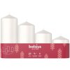 Sviečky Bolsius Pillar Advent, Vianoce, biele, 60/80/100/120x48 mm, bal. 4 ks